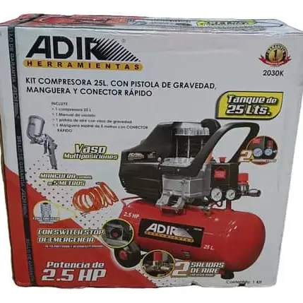 Compresor de aire horizontal 2.5 HP 202 Adir + manguera 5m's photo #1