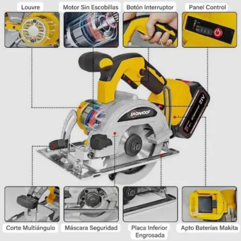 Sierra circular inalámbrica 2 batería - 21v para madera, mármol , mampostería. Incluye Discos's photo #2